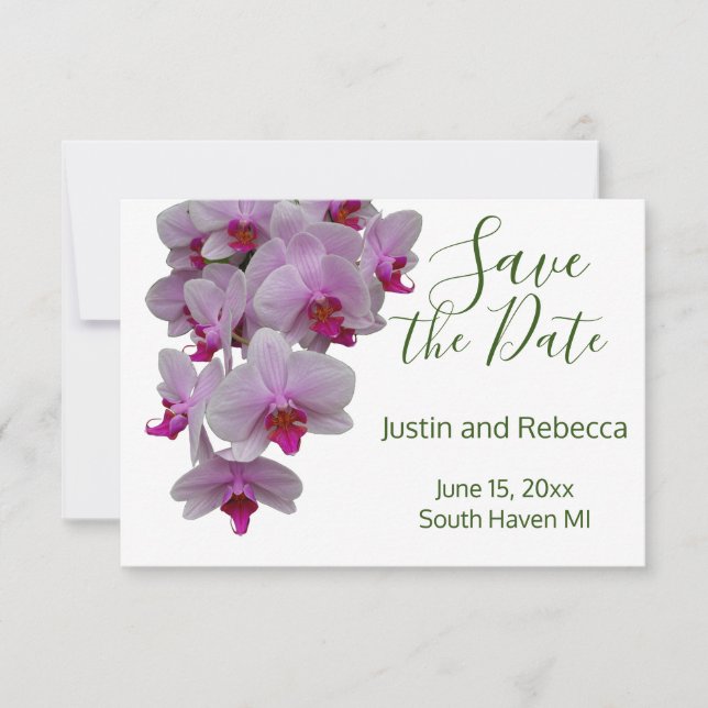 Romantische moderne Rosa Orchideen, Orchideen-Foto Save The Date (Vorderseite)