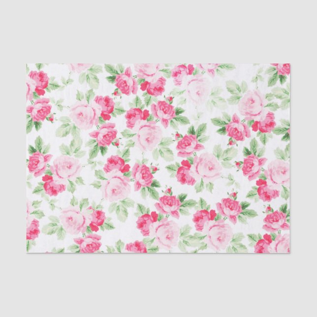 Romantische moderne rosa weiße trendy Rosen mit Seidenpapier (Vorderseite)