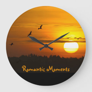 Romantische Momente Krane bei Sonnenaufgang Foto m Große Wanduhr