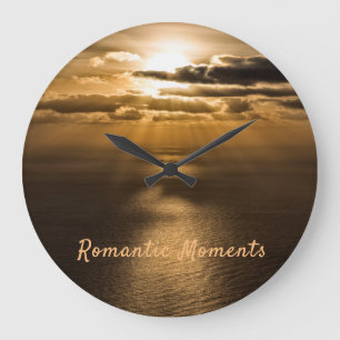 Romantische Momente Sonnenuntergang Foto mit Text Große Wanduhr