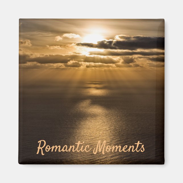 Romantische Momente Sonnenuntergang Foto mit Text Magnet (Vorne)