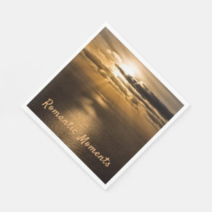 Romantische Momente Sonnenuntergang Foto mit Text Serviette