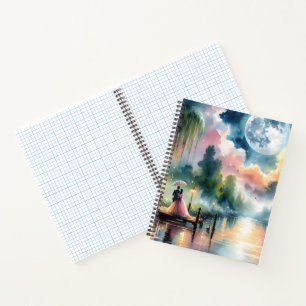 Romantische Mondlicht-Aquarell-Nachtszene Notizbuch