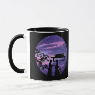 Romantische Mondlicht-Silhouette Asiatische Liebes Tasse