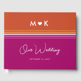 Romantische Monogram Lesbische Flaggen Hochzeit Gästebuch
