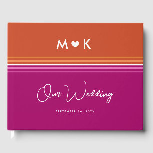 Romantische Monogram Lesbische Flaggen Hochzeit Gästebuch