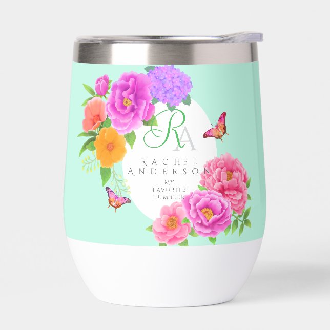 Romantische Monogram Peonies Garden Green (Links)