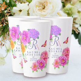 Romantische Monogram Peonies Garden White Milchtasse