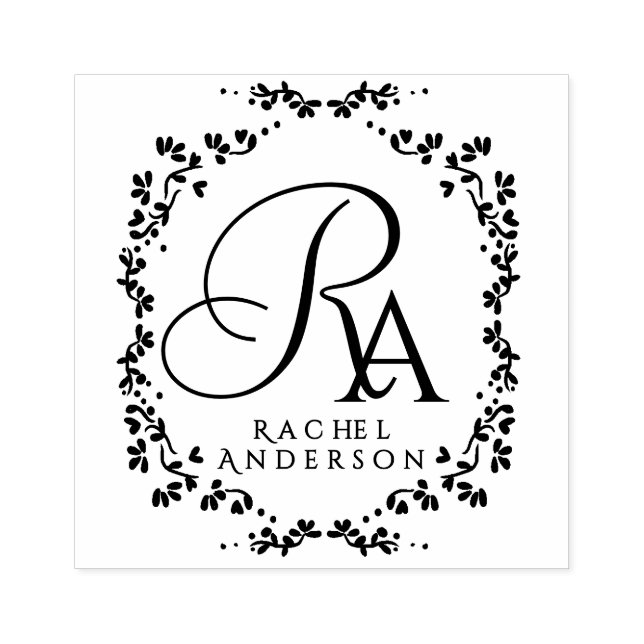 Romantische Monogramm Gummistempel (Prägung)