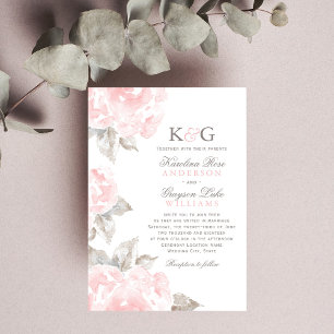 Romantische Monogramm-Hochzeit mit Wasserfarbeffek Einladung