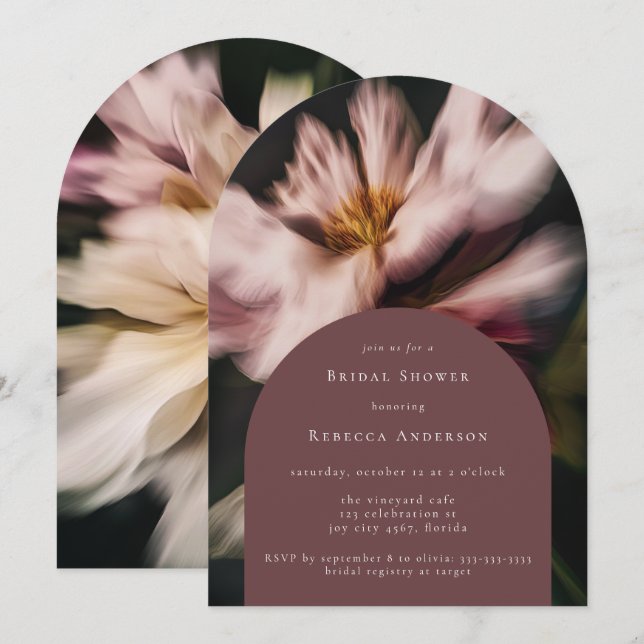 Romantische Moody-Blume Blumenstrauß-Brautparty Einladung (Vorne/Hinten)