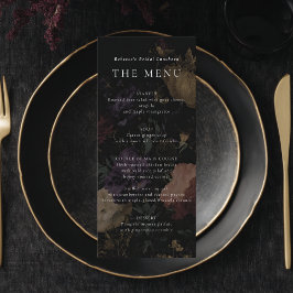 Romantische Moody Dark Blume Hochzeitsfeier Brautp Menükarte