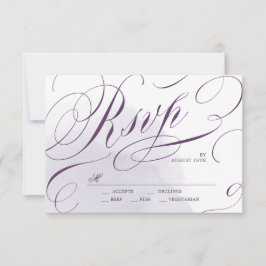 Romantische Moody lila Kalligrafie Hochzeit RSVP Karte