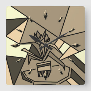 Romantische Mosaik-Texturelemente - Blume Quadratische Wanduhr