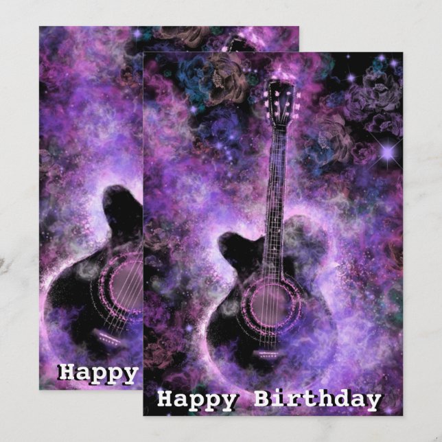 Romantische Musical Gitarre Happy Birthday Cards (Vorne/Hinten)