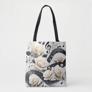 Romantische Musikalische Rose – Elegantes Creme-Sc Tasche