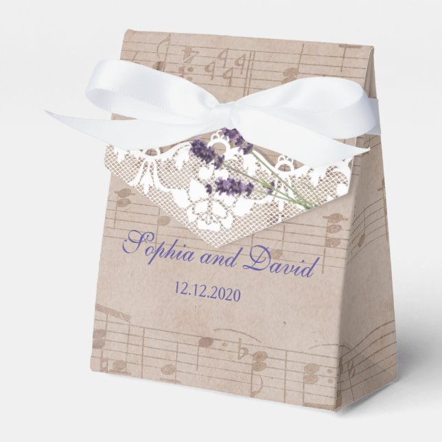 Romantische Musikblatt Lavender Wedding Custom Geschenkschachtel (Vorderseite)