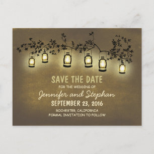 Romantische Nachtlichter - Leuchten Save the Date Ankündigungspostkarte