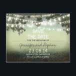 Romantische Nachtlichter modern Save the Date Ankündigungspostkarte<br><div class="desc">Rustikale Save the Date Postkarten mit Vintager,  grundiger Nachtlandschaft und Gartenleuchten - Laternen-Design. Um die Farbe oder den Stil des Schriftartes zu ändern,  drücken Sie bitte den Knopf anpassen.</div>