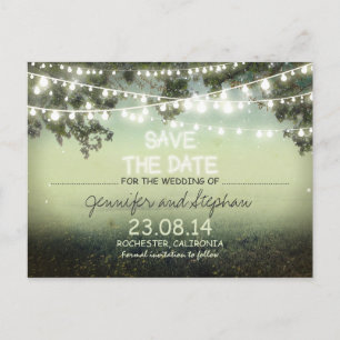 romantische Nachtlichter moderne Save-the-Date Ankündigungspostkarte