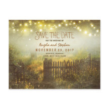 Romantische Nachtlichter rustikal Save the Date
