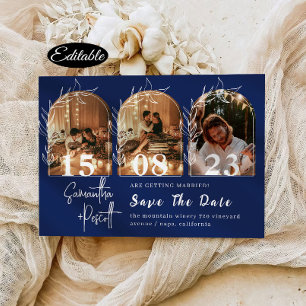 Romantische Navy Arch Save the Date FotoCollage Einladung