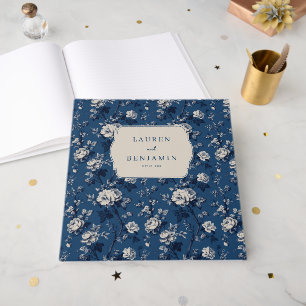 Romantische Navy-Blumen-Eleganz Gästebuch