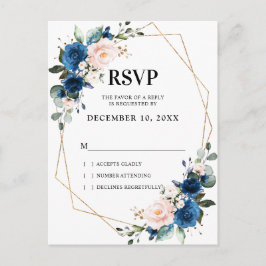 Romantische Navy Blush Botanische Geometrische UAW Postkarte