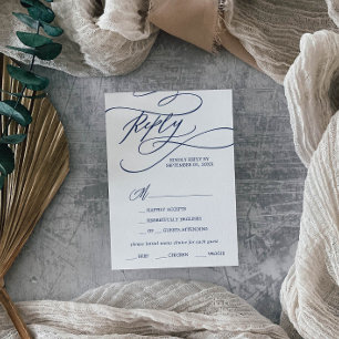 Romantische Navy Calligraphy Menü RSVP Karte