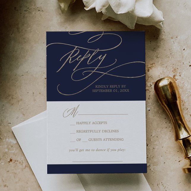 Romantische Navy Calligraphy Music Request RSVP Ca Karte (Von Creator hochgeladen)