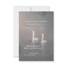 Romantische Nebel-Schwan-Hochzeits-Antwortkarte
