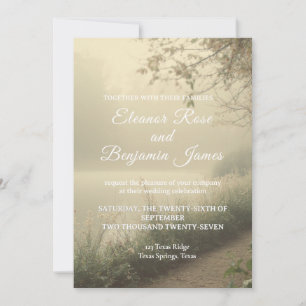 Romantische nebelhafte Seeufer-Vintage-Hochzeitsei Einladung