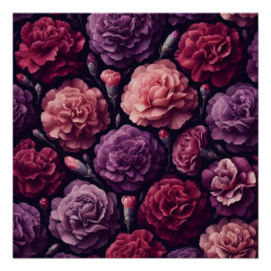 Romantische Nelken Pink und Lila Decoupage Poster