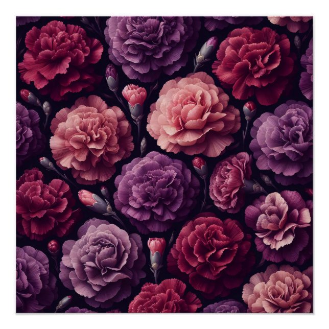 Romantische Nelken rosa und Lila Dekoupage Poster (Vorderseite)