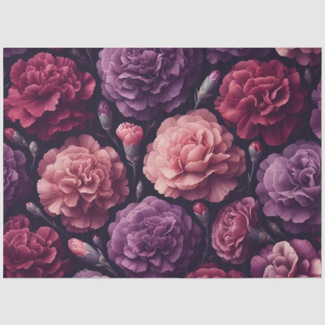 Romantische Nelken rosa und Lila Dekoupage Seidenpapier (Vorderseite)