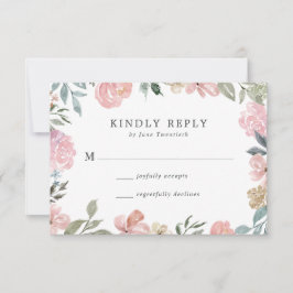 Romantische neutrale Blütenfarbe | Hochzeit RSVP Karte