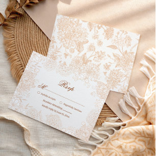 Romantische neutrale Hochzeits-Antwortkarte Botani RSVP Karte