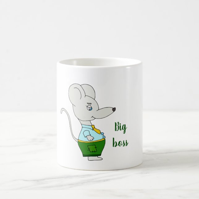 Romantische Niedliche Maus in grüner Hose Kaffeetasse (Mittel)