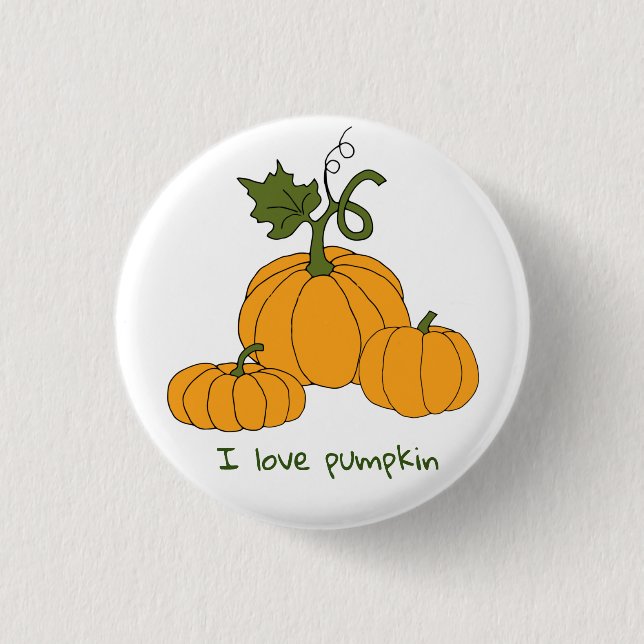 Romantische Niedliche Orangenkürbis Button (Vorderseite)