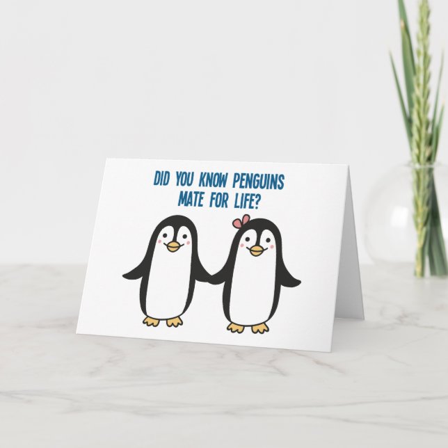 Romantische niedliche Pinguine Liebe Karte (Vorderseite)
