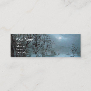 ROMANTISCHE NOKURNLANDSCHAFT IN BLAUEM Perlpapier Mini Visitenkarte
