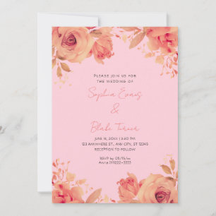 Romantische Orangefarbene Rose Sommerpastel Pink H Einladung