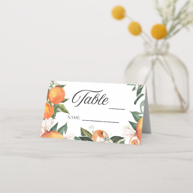Romantische Orangen Hochzeiten Tischnummer Platzka Platzkarte (Vorderseite)