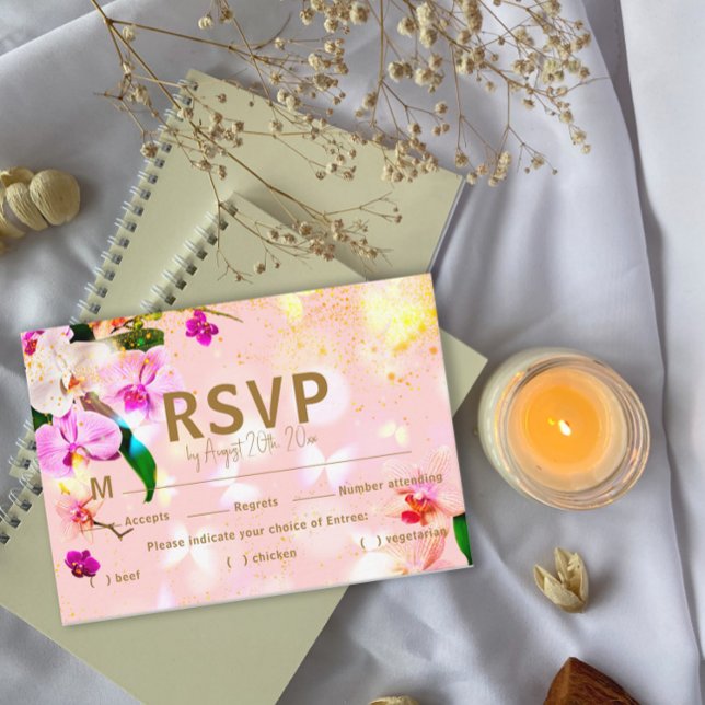Romantische Orchid Bouque Wedding RSVP Enclosure C Begleitkarte (Von Creator hochgeladen)