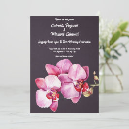 Romantische Orchideen Hochzeit mit Flora und Fauna Einladung