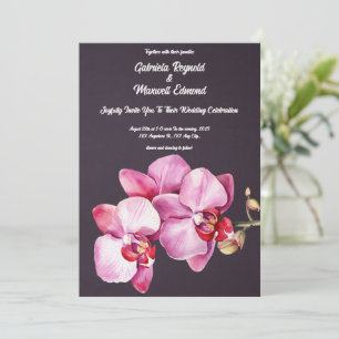 Romantische Orchideen Hochzeit mit Flora und Fauna Einladung