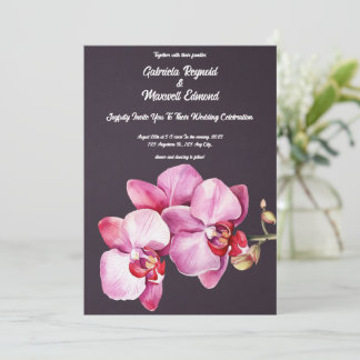 Romantische Orchideen Hochzeit mit Flora und Fauna Einladung