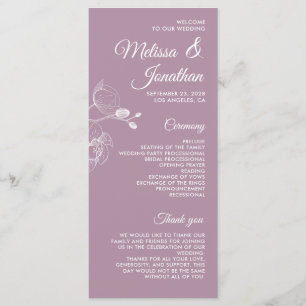 Romantische Orchideen Modernes Hochzeitsprogramm Menükarte