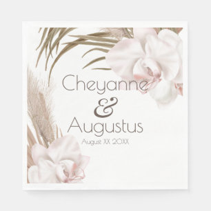 Romantische Orchideen und Pampas-Gras Serviette
