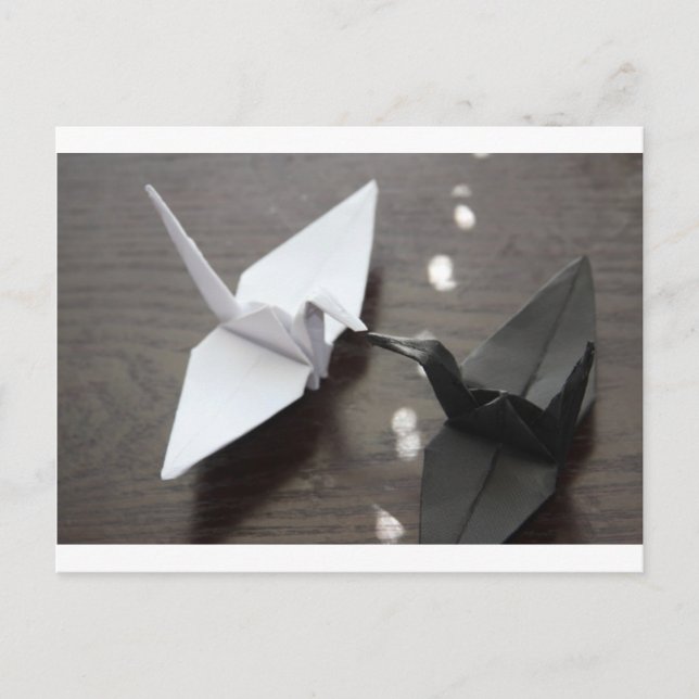 Romantische Origami-Krane Postkarte (Vorderseite)